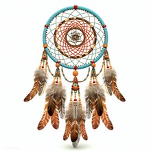 Native American Dreamcatcher Isolated On White Background. Generative Ai