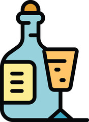 Wall Mural - Wine bottle icon outline vector. Sommelier smell. Drink glass color flat