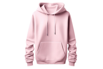 Wall Mural - Pink hoodie template. Classic sweatshirt with clipping path, branding design mockup isolated on white transparent png background, cutout. Front view.