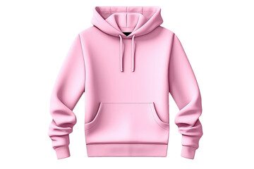 Wall Mural - Pink hoodie template. Classic sweatshirt with clipping path, branding design mockup isolated on white transparent png background, cutout. Front view.