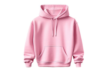 Wall Mural - Pink hoodie template. Classic sweatshirt with clipping path, branding design mockup isolated on white transparent png background, cutout. Front view.