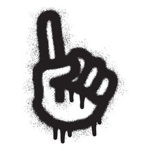  Hand Finger Pointing Icon Graffiti With Black Spray Paint