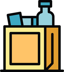 Sticker - Medical bag icon outline vector. Medicine pharmacy. Health care color flat