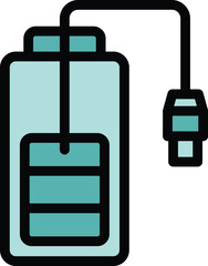 Poster - Cable charge battery icon outline vector. Power level. Energy electric color flat