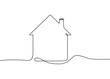 Continuous thin line home vector illustration. Single continuous line drawing of a luxury house in a big cit minimalist house icon.