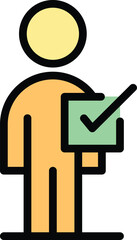 Poster - Man benchmark icon outline vector. Financial compare. Unit time color flat