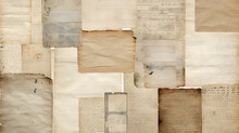 Collection Of Paper Collage Backgrounds Made Of Antique Documents With Handwriting And Book Pages