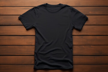 Wall Mural - Stylish black men's T-shirt. Mockup for design with copy space for text. Design blank