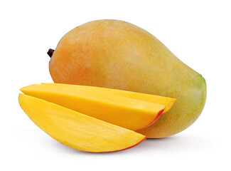 Wall Mural - Sweet mango fruit isolated on white background