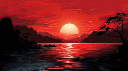 Sticker - sunset over the ocean wallpaper background