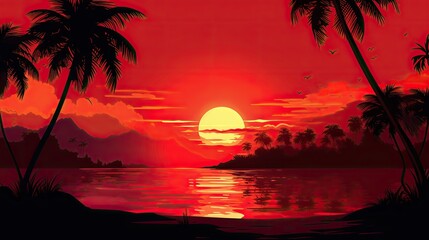 Wall Mural - sunset on the beach wallpaper background