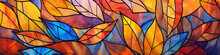 Abstract Stained Glass Leaves Background For Banners - Generative AI