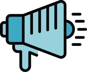 Sticker - Megaphone business trend icon outline vector. Site seo. Social card color flat