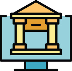 Wall Mural - Web online banking icon outline vector. Mobile wallet. App transaction color flat