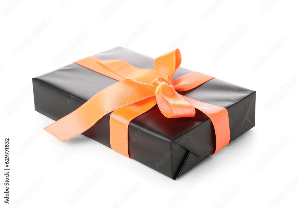 Beautiful gift box for Halloween on white background