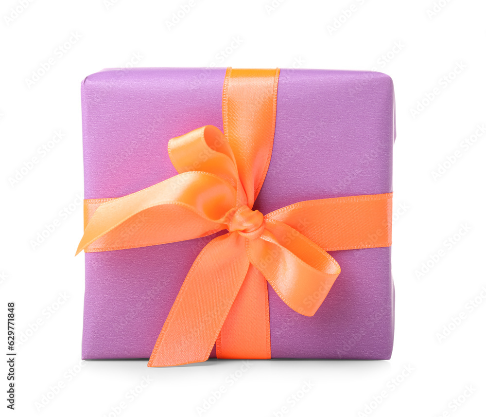 Beautiful gift box for Halloween on white background