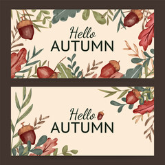 Wall Mural - Autumn watercolor banner for fall season celebration