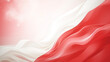 Red and white background waving national flag of  waved highly detailed closeup