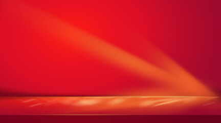 Blank Red display on vivid summer background with minimal style. Blank stand for showing product.