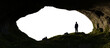 Man standing on a rock mountain cliff. PNG cutout composite. Adventure Lifestyle. 3d rock