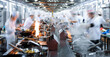 © xy - Motion chefs working in Chinese restaurant kitchen