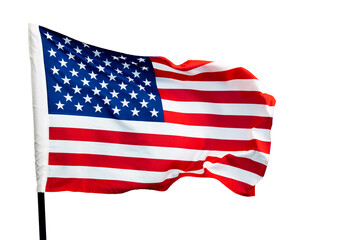 Wall Mural - American flag waving against white sky background