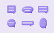 © KeronnArt - 3d speech bubble icon. Set of chatting box on purple background. Modern vector illustration.