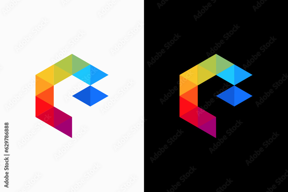 initial letter e hexagon colorfull premium logo vector template Stock ...