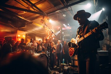 Live Band Performing At A Local Bar, Generative AI