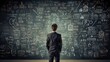 person standing in front of a chalkboard filled with equations, symbolizing the concept of learning and education. generative ai