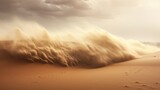 Fototapeta Niebo - sandstorm in the desert, symbolizing the harsh conditions of arid environments generative ai