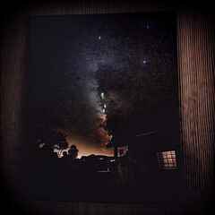 Wall Mural - abstract background, galaxy, starry night sky, view of the forest and the sky. generative ai