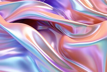 Metallic Irridescent Abstract Multi Colored Wavy Liquid Background.  Generative AI.