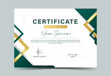 Dark Green And Gold Geometric Effect Achievement Certificate Template