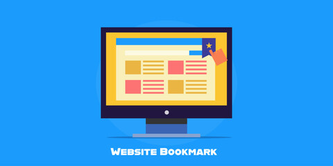 Wall Mural - online audience bookmarking favourite page from desktop pc, social bookmarking, saving web page on c
