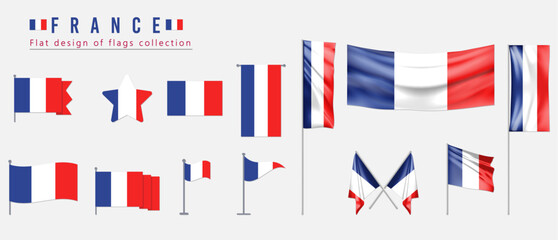 France flag, flat design of flags collection