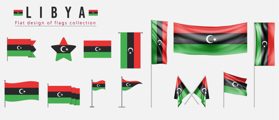 Wall Mural - Libya flag, flat design of flags collection