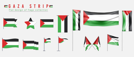 Wall Mural - Gaza Strip flag, flat design of flags collection