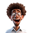3D cartoon character funny surprise black young man, isolated on white and transparent background, ai generate