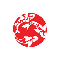 Wall Mural - Koi Fish Logo Design, Chinese Lucky And Triumph Ornamental Fish Vector, Company Brand Gold Fish Icon