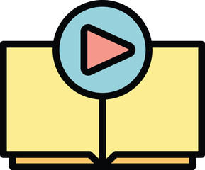 Wall Mural - Video book icon outline vector. Computer online. Chat study color flat