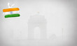 India flag with a white sparrow, with India gate in the background, copy space for ads and information can be filled.
