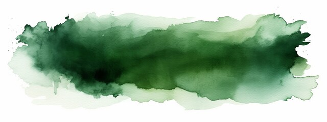 Poster - Abstract green color painting illustration - watercolor splashes, patch or stain, isolated on white paper background (Generative Ai)