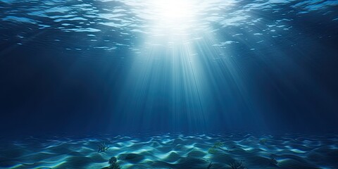 Beautiful blue ocean background with sunlight and undersea scene