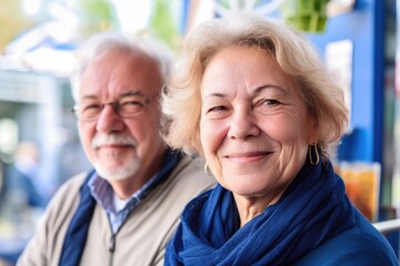 Wall Mural - Real people: Smiling senior couple looking at the camera