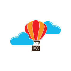 Poster - Air balloon icon logo vector illustration template design.