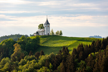 Jamnik church on the hill in Slovenia