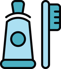 Sticker - Pet toothbrush icon outline vector. Shower animal. Salon bath color flat
