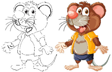 Poster - Cute Mouse Cartoon Smiling for Colouring