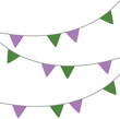 © K Ching Ching - Purple, white, and green colored party bunting, as the colors of the genderqueer flag. LGBTQI concept. Flat design illustration.